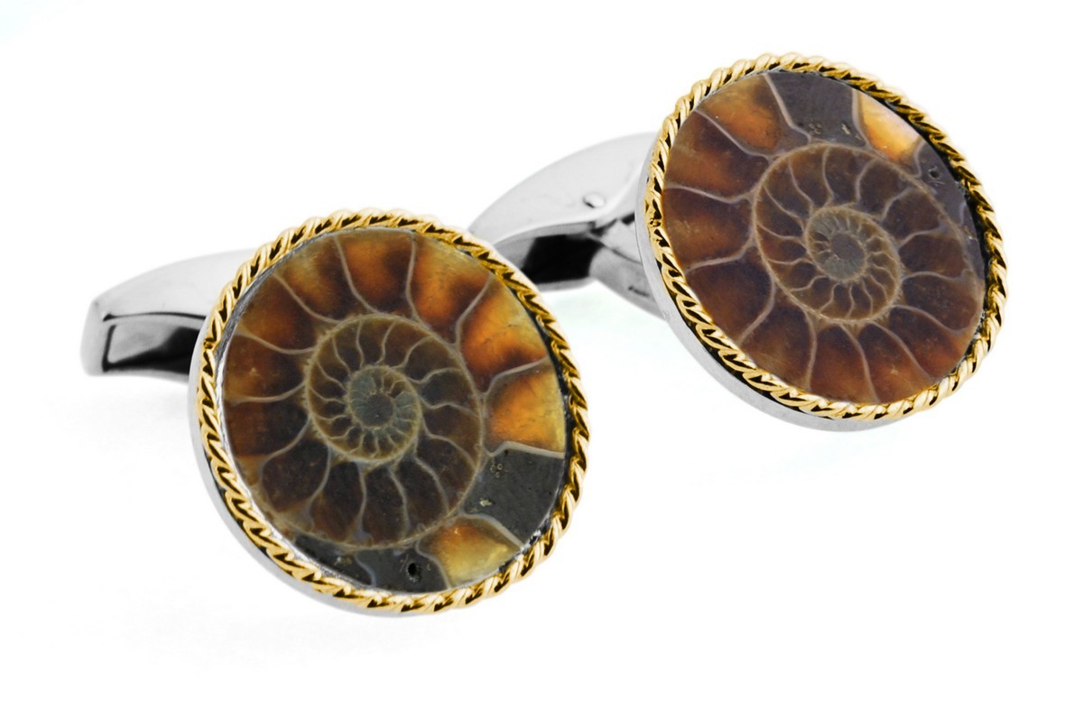 Tateossian 18 K Gold and Silver Cable Ammonite